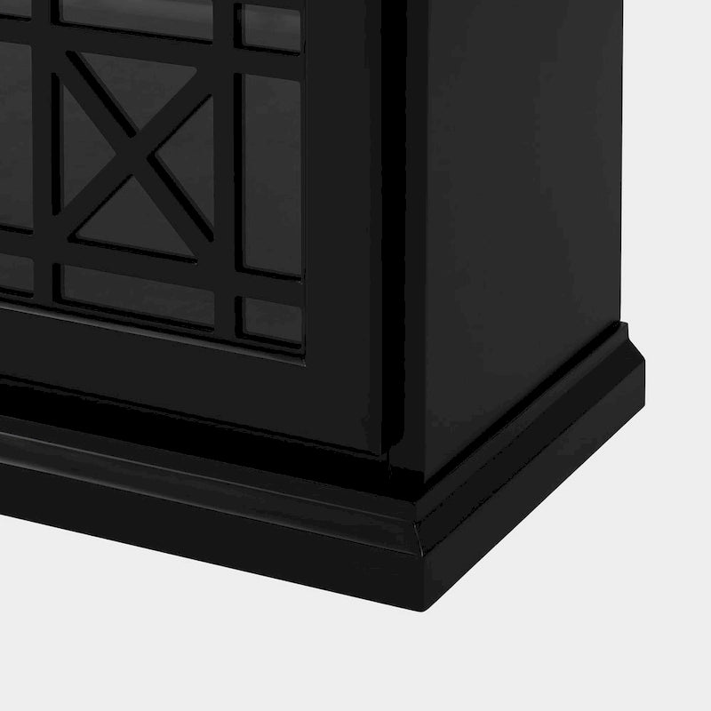 Aparador con puerta de cristal con celosía en verde azulado oscuro / negro / blanco – 1 asiento (uso individual)