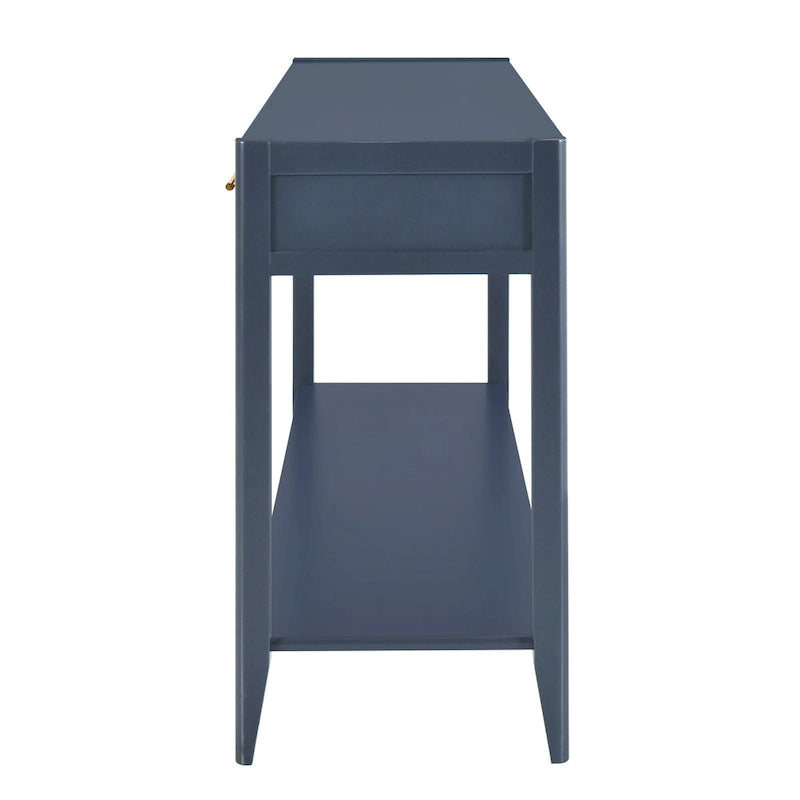 Mesa consola de 3 cajones con estante inferior (negro/blanco/azul marino)