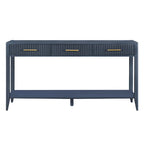 Mesa consola de 3 cajones con estante inferior (negro/blanco/azul marino)