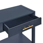 Mesa consola de 3 cajones con estante inferior (negro/blanco/azul marino)