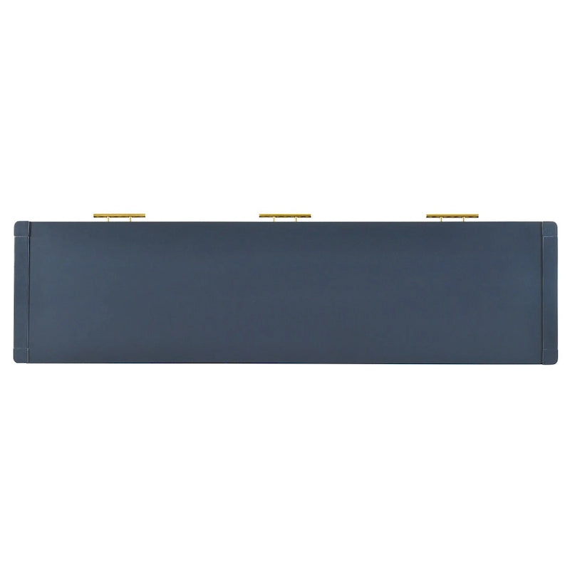 Mesa consola de 3 cajones con estante inferior (negro/blanco/azul marino)