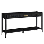 Mesa consola de 3 cajones con estante inferior (negro/blanco/azul marino)