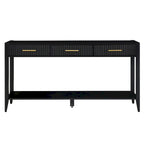 Mesa consola de 3 cajones con estante inferior (negro/blanco/azul marino)