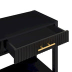 Mesa consola de 3 cajones con estante inferior (negro/blanco/azul marino)
