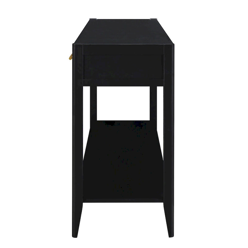Mesa consola de 3 cajones con estante inferior (negro/blanco/azul marino)