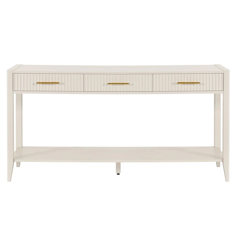 Mesa consola de 3 cajones con estante inferior (negro/blanco/azul marino)