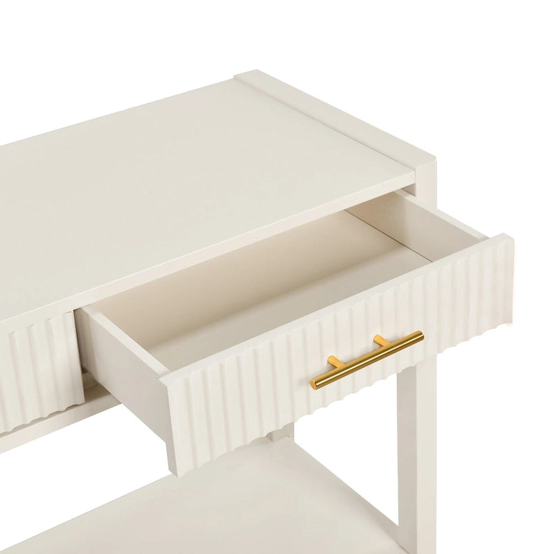 Mesa consola de 3 cajones con estante inferior (negro/blanco/azul marino)