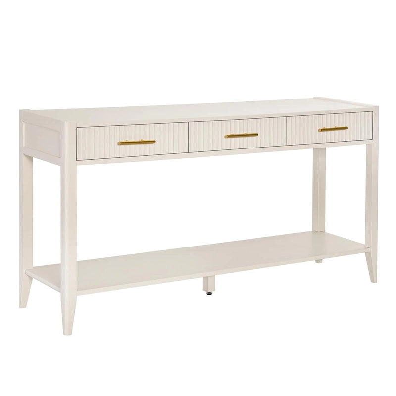 Mesa consola de 3 cajones con estante inferior (negro/blanco/azul marino)