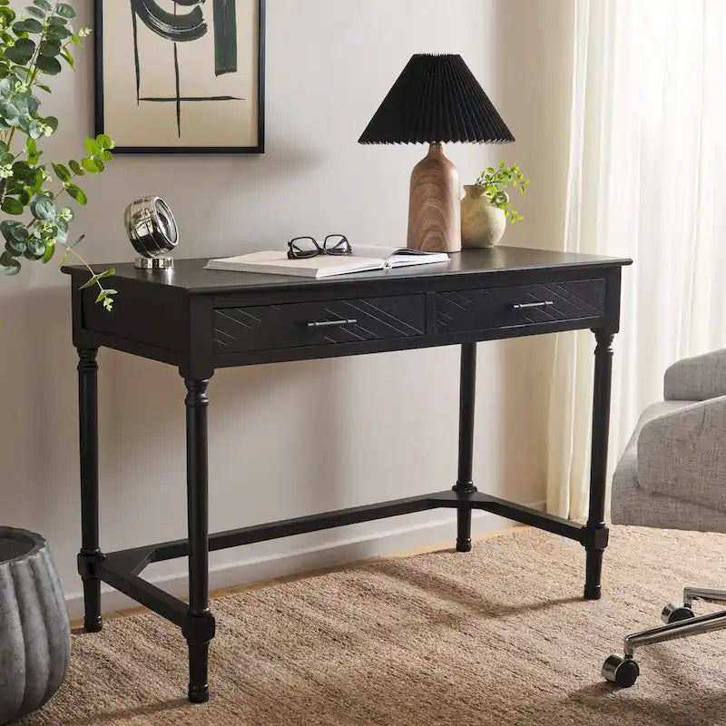 Escritorio de 2 cajones (Negro / Gris Topo / Gris Desgastado / Blanco) – 1 persona