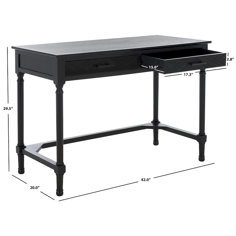 Escritorio de 2 cajones (Negro / Gris Topo / Gris Desgastado / Blanco) – 1 persona