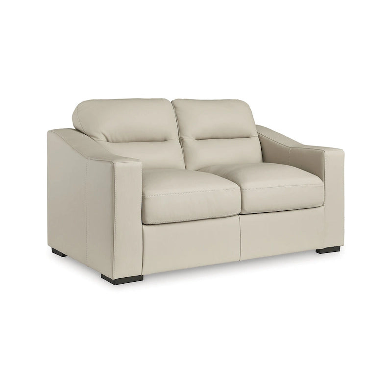 Sofá biplaza beige, moderno, de piel sintética