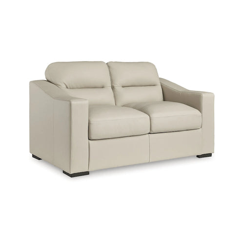Sofá biplaza beige, moderno, de piel sintética