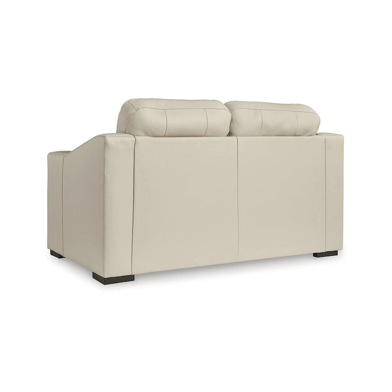 Sofá biplaza beige, moderno, de piel sintética