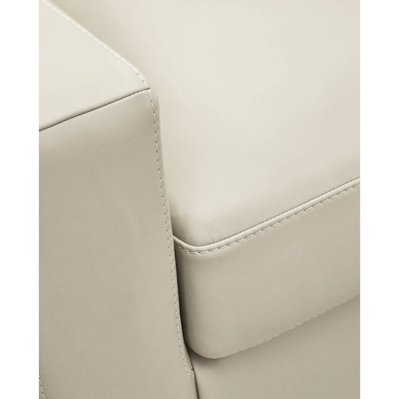 Sofá biplaza beige, moderno, de piel sintética