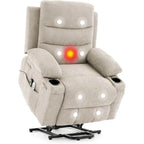 Sillón reclinable eléctrico elevador con función de calor y masaje, en blanco, marrón o gris — 1 persona