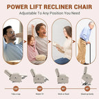 Sillón reclinable eléctrico elevador con función de calor y masaje, en blanco, marrón o gris — 1 persona