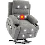 Sillón reclinable eléctrico elevador con función de calor y masaje, en blanco, marrón o gris — 1 persona