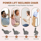 Sillón reclinable eléctrico elevador con función de calor y masaje, en blanco, marrón o gris — 1 persona