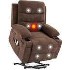 Sillón reclinable eléctrico elevador con función de calor y masaje, en blanco, marrón o gris — 1 persona
