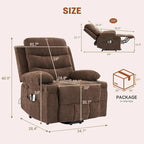 Sillón reclinable eléctrico elevador con función de calor y masaje, en blanco, marrón o gris — 1 persona