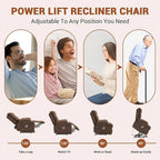 Sillón reclinable eléctrico elevador con función de calor y masaje, en blanco, marrón o gris — 1 persona