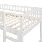 Cama alta doble gris/blanco con tobogán y escalera – 1 persona