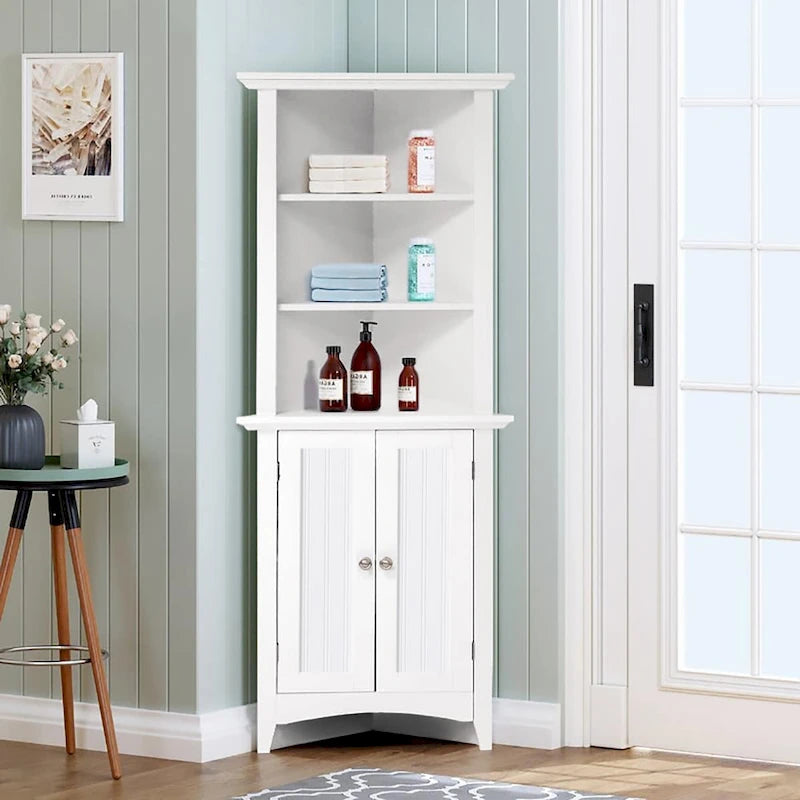 Mueble Esquinero de Cocina Blanco – 2 Puertas, 3 Estantes, 1 Persona