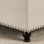 Puf otomano de almacenamiento con patas de madera, tapizado en lino/poliuretano negro/beige/gris oscuro y capitoné, con capacidad para 1 persona