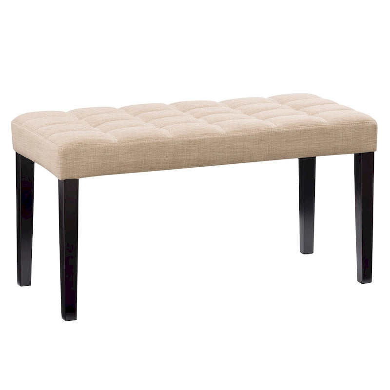 Banco tapizado decorativo de tela, gris/beige/azul – 1 persona