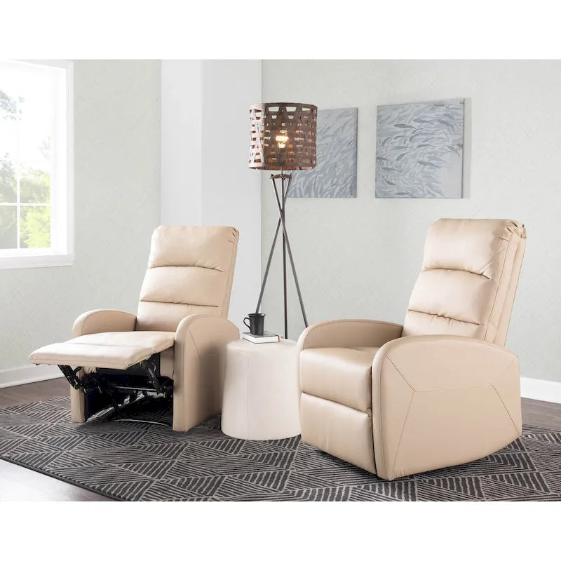 Sillón Reclinable Individual de Piel Sintética y Tela: Negro / Gris / Marrón / Beige / Camel / Rojo / Crema