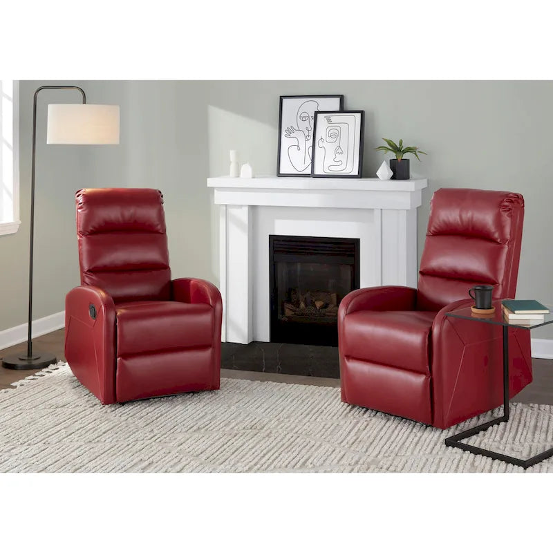 Sillón Reclinable Individual de Piel Sintética y Tela: Negro / Gris / Marrón / Beige / Camel / Rojo / Crema