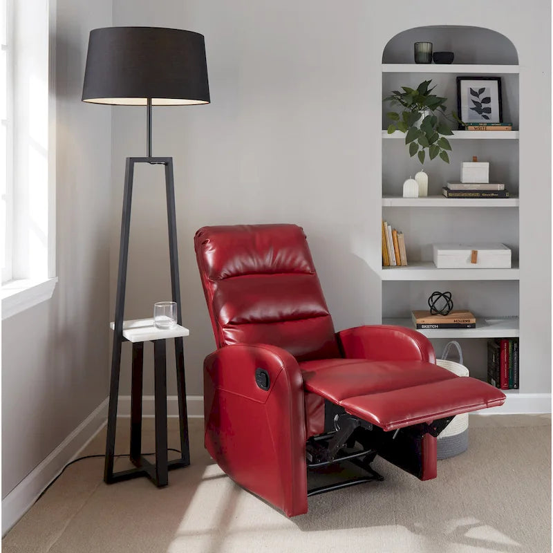 Sillón Reclinable Individual de Piel Sintética y Tela: Negro / Gris / Marrón / Beige / Camel / Rojo / Crema