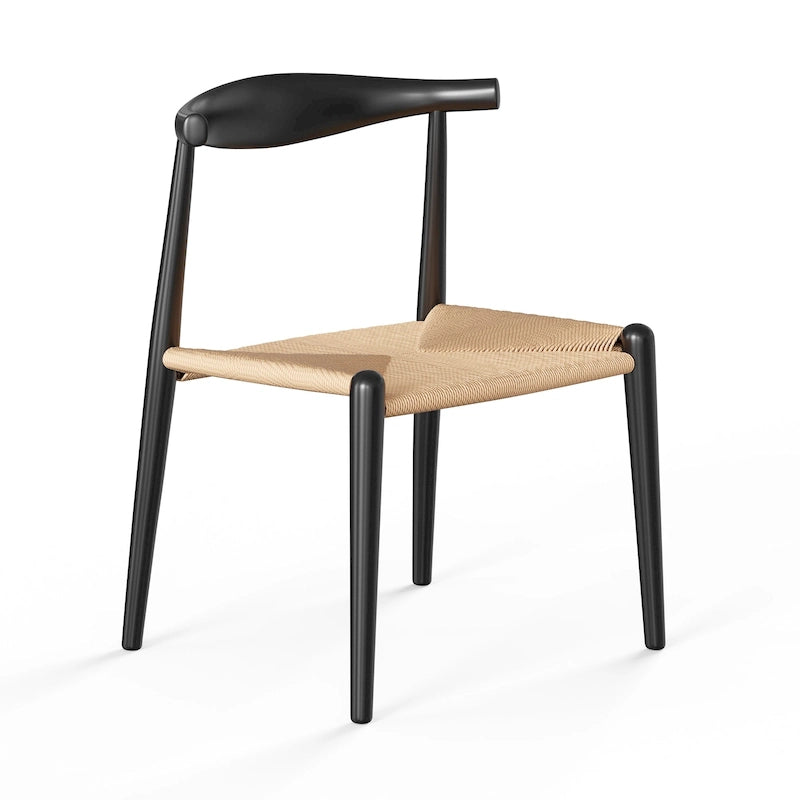Silla de comedor Papercord, cordón natural/negro, estructura negra/natural — Para 1 persona