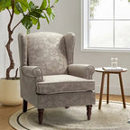 Sillón Wingback decorativo con patas torneadas - Brocado / Tropical / Azul / Canela / Verde, Asiento Individual