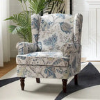 Sillón Wingback decorativo con patas torneadas - Brocado / Tropical / Azul / Canela / Verde, Asiento Individual