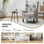 Sillón Wingback decorativo con patas torneadas - Brocado / Tropical / Azul / Canela / Verde, Asiento Individual