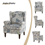 Sillón Wingback decorativo con patas torneadas - Brocado / Tropical / Azul / Canela / Verde, Asiento Individual