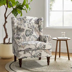 Sillón Wingback decorativo con patas torneadas - Brocado / Tropical / Azul / Canela / Verde, Asiento Individual