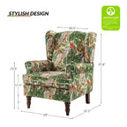 Sillón Wingback decorativo con patas torneadas - Brocado / Tropical / Azul / Canela / Verde, Asiento Individual