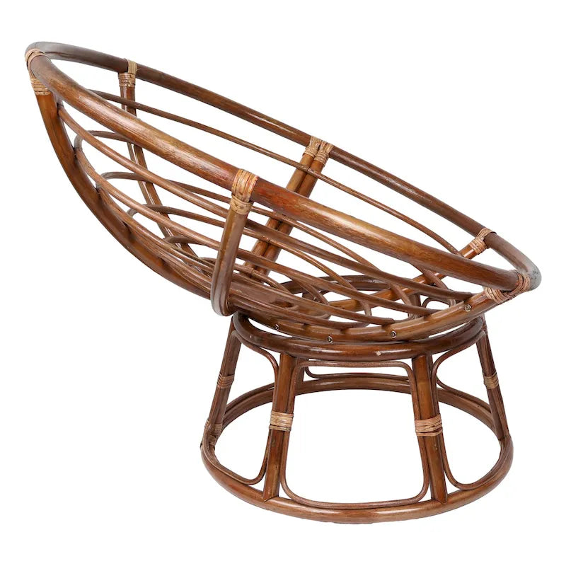 Estructura de silla Papasan individual de ratán marrón