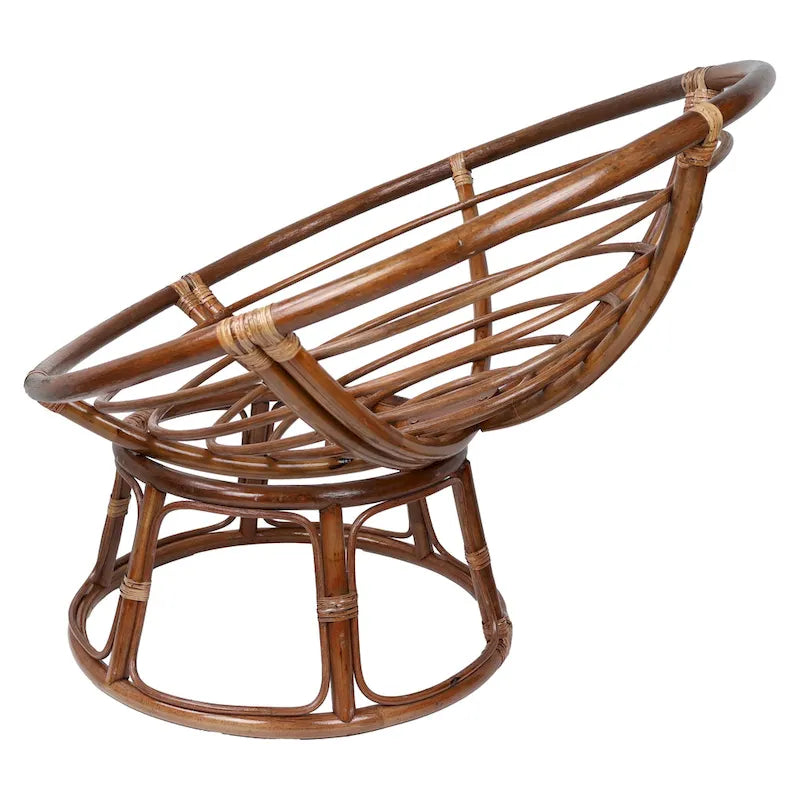Estructura de silla Papasan individual de ratán marrón