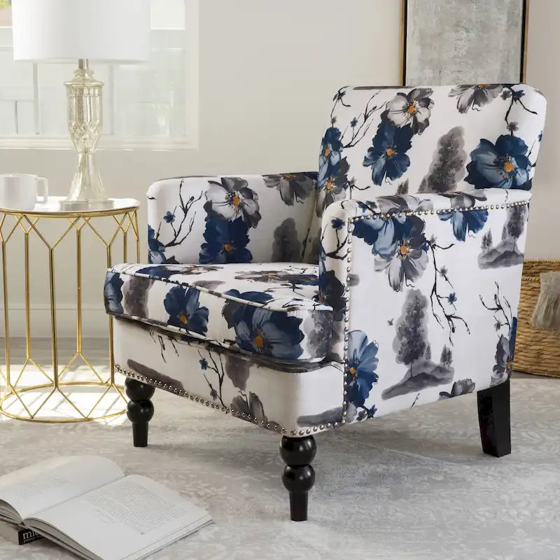 Sillón club de tela con estampado floral - Asiento individual