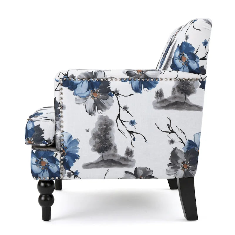 Sillón club de tela con estampado floral - Asiento individual