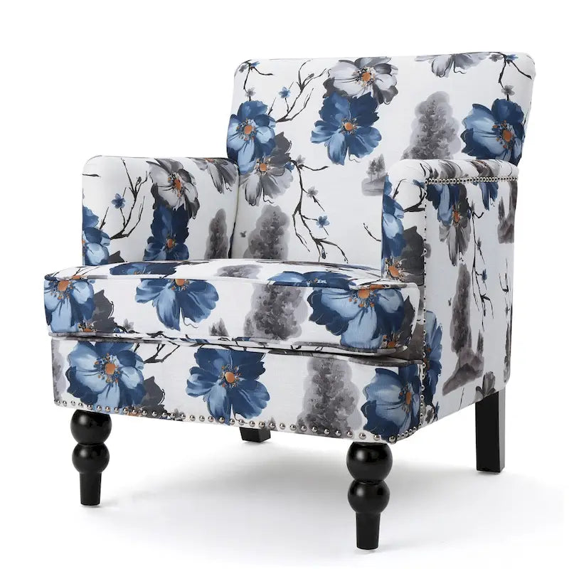Sillón club de tela con estampado floral - Asiento individual