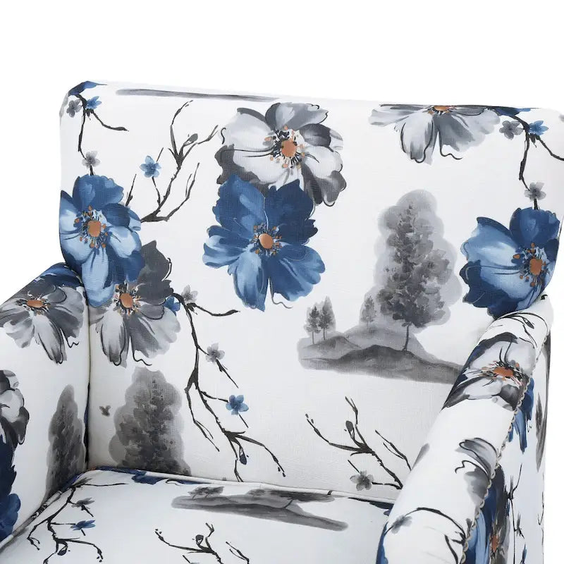 Sillón club de tela con estampado floral - Asiento individual