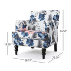 Sillón club de tela con estampado floral - Asiento individual