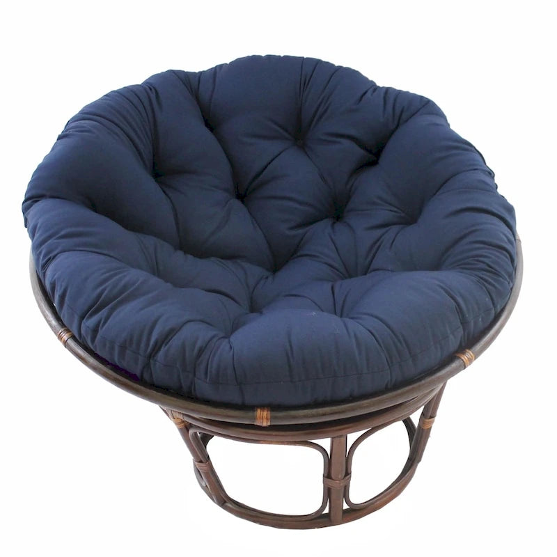 Sillón Papasan de Ratán con Cojín de Sarga Capitaneado – 16 Colores, 1 Persona