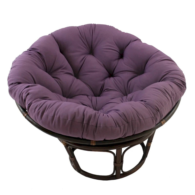 Sillón Papasan de Ratán con Cojín de Sarga Capitaneado – 16 Colores, 1 Persona