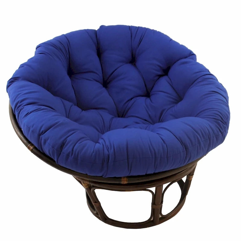 Sillón Papasan de Ratán con Cojín de Sarga Capitaneado – 16 Colores, 1 Persona