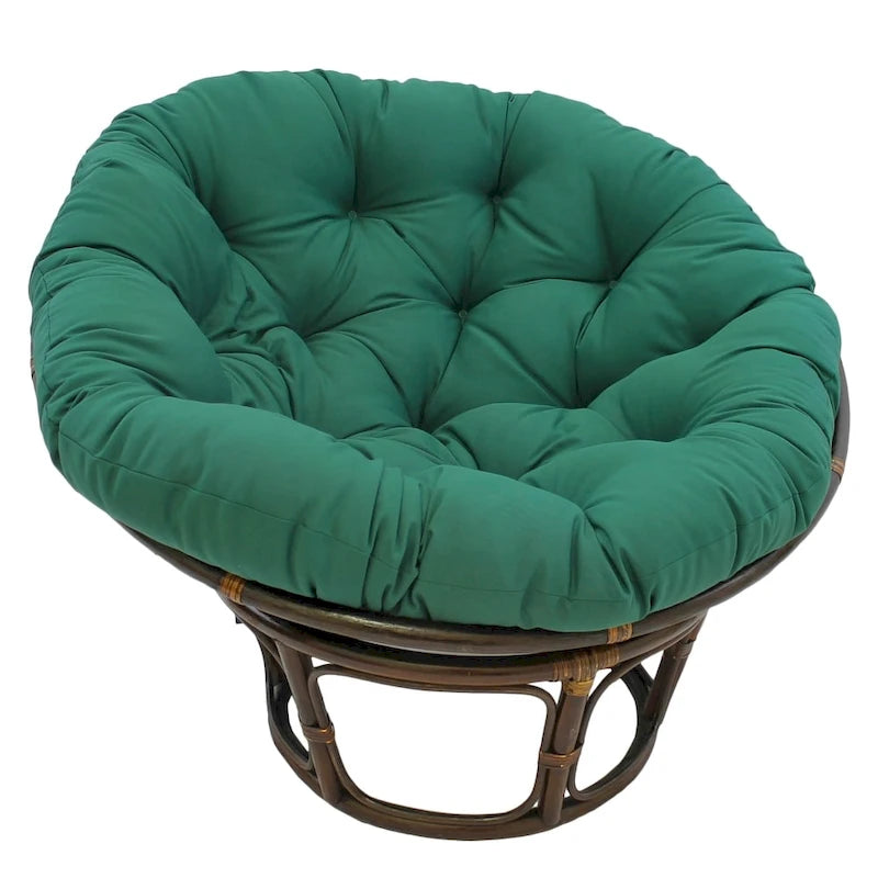 Sillón Papasan de Ratán con Cojín de Sarga Capitaneado – 16 Colores, 1 Persona